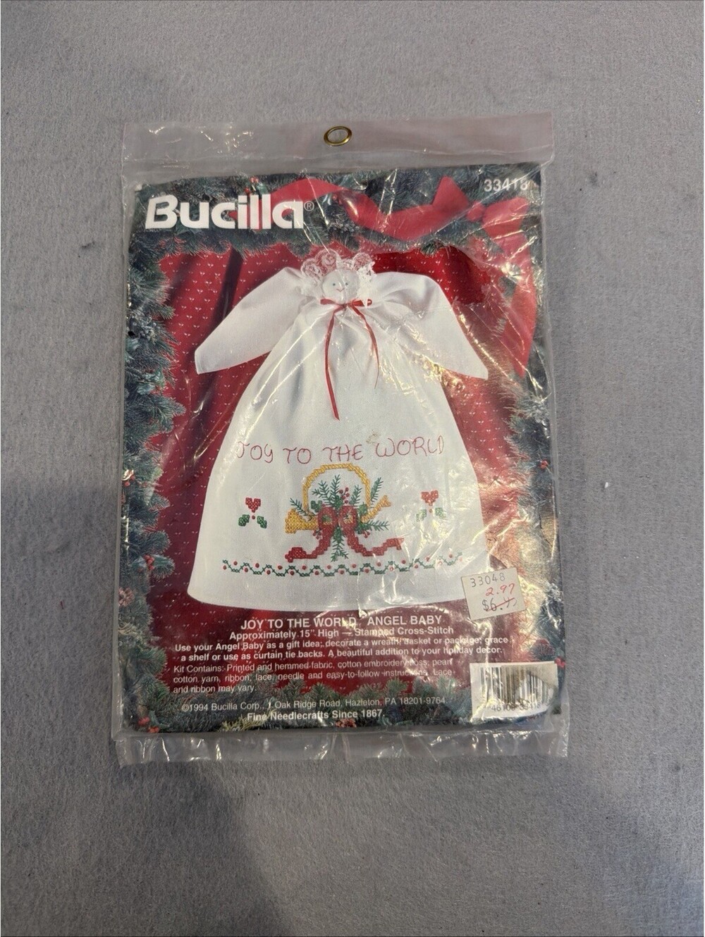1994 Bucilla #33421 Angel Baby Stamped Cross Stitch Kit New